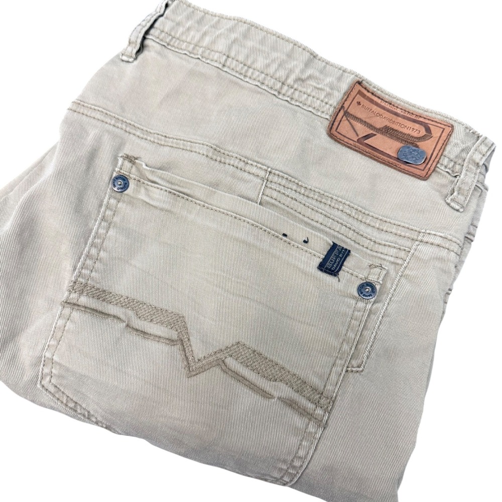 Buffalo David Bitton Six-X Pants Mens 42x32 Khaki Slim Straight Stretch Chino